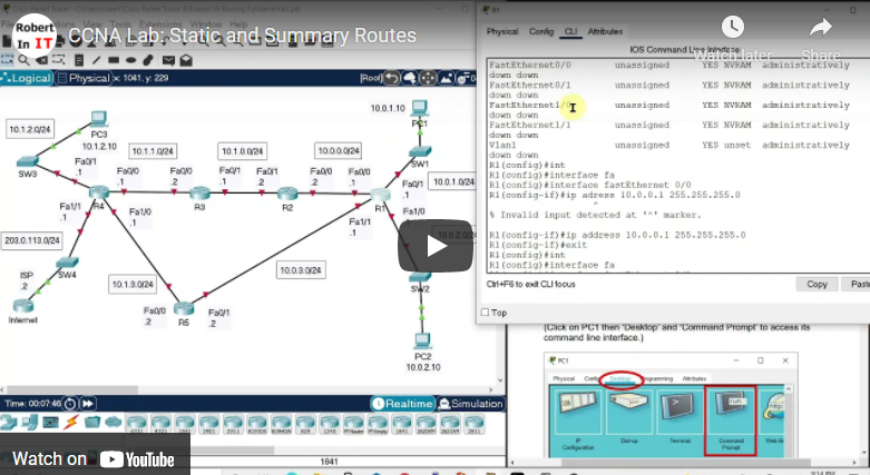 CCNA Lab: Static and Summary Routes