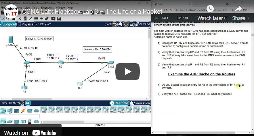 CCNA Lab: Flackbox Lab 3 – The Life of a Packet