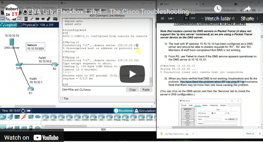 CCNA Lab: Flackbox Lab 4 – The Cisco Troubleshooting Methodology